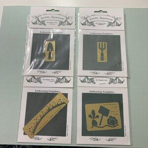 Lot of 4 Brass & Metal Garden Stencils Shovel Rack Garden Grass